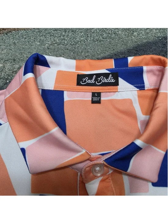 Bad Birdie Quintero Golf Club Polo Mens Large Multicolor Geometric Performance - Picture 4 of 7